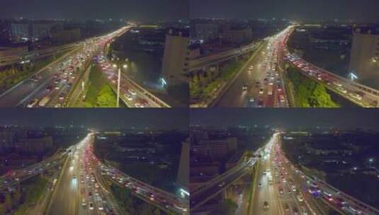 城市高架桥拥堵大车流量高清在线视频素材下载