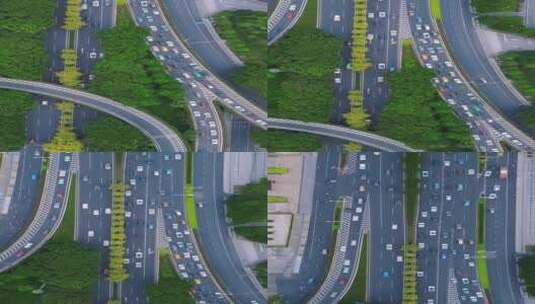 城市交通立交桥竖屏航拍高清在线视频素材下载