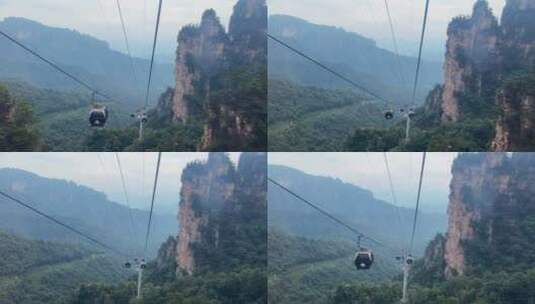 湖南张家界武陵源行驶的缆车上看山峰高清在线视频素材下载