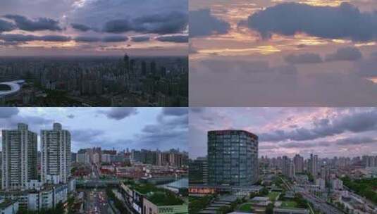 上海浦西傍晚航拍合集高清在线视频素材下载