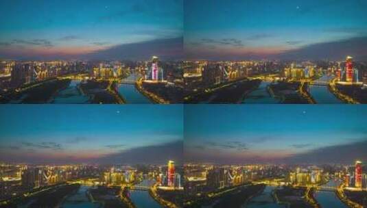 武汉夏日城市天际线夜景风光高清在线视频素材下载