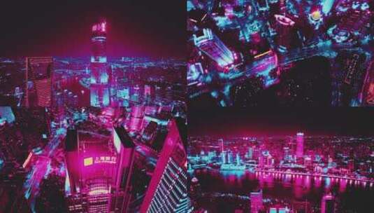 赛博上海夜景高清在线视频素材下载