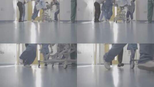 医生推着病床上的病人进入手术室抢救高清在线视频素材下载