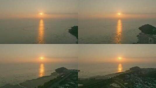 夕阳下  太湖 公路 航拍5高清在线视频素材下载