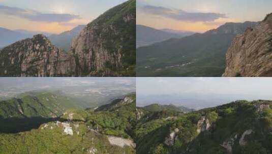 嵩山山顶峻极峰航拍4k夕阳绝美合集高清在线视频素材下载