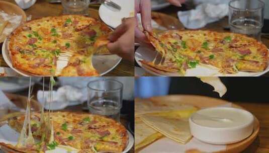 吃披萨吃甜品高清在线视频素材下载