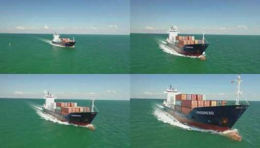 货轮、货柜车、集装箱船01高清在线视频素材下载