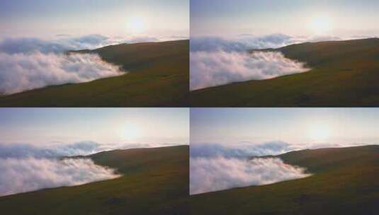 佐治亚州阿贾拉高地浓密云雾笼罩的山谷上的日落高清在线视频素材下载