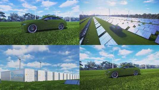 新能源汽车 新能源 风能 电动汽车高清在线视频素材下载