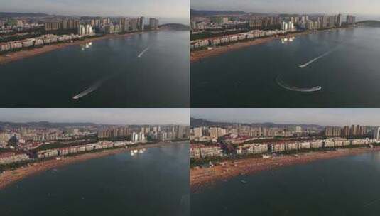 威海市 高区 国际海水浴场 航拍 海景高清在线视频素材下载