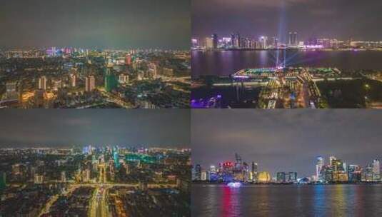 合集浙江杭州夜景移动延时航拍高清在线视频素材下载