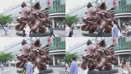 杭州商场雕塑高清在线视频素材下载