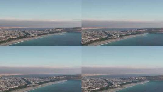 航拍沿海城市的风光高清在线视频素材下载