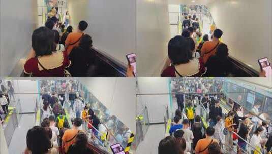 四川省成都市上下班高峰期的地铁人流高清在线视频素材下载