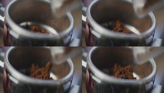 使用咖啡机做咖啡分镜高清在线视频素材下载