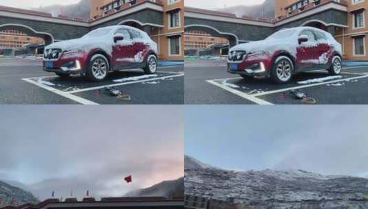 雪覆盖的小汽车高清在线视频素材下载