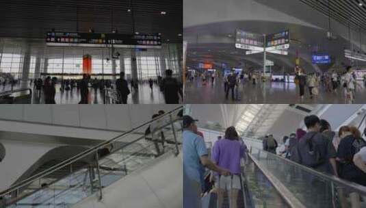 广州南站乘客高铁站旅客高清在线视频素材下载