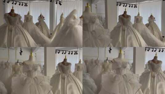婚纱摄影店白色婚纱礼服1高清在线视频素材下载