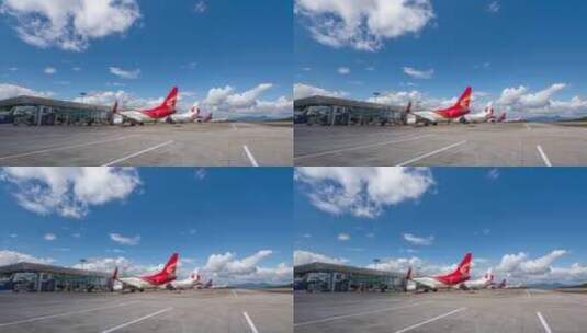 机场停机坪飞机通勤高清在线视频素材下载