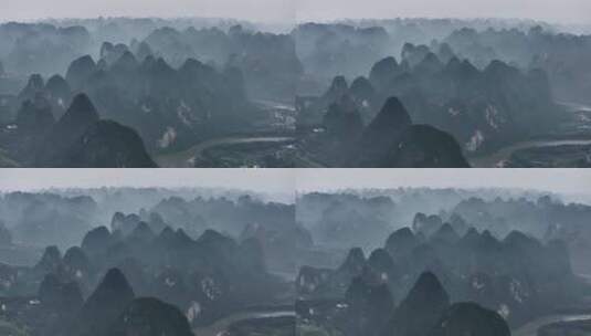 桂林山水漓江风光喀斯特地貌自然风光高清在线视频素材下载