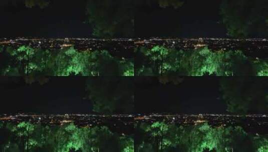 丽江狮子山看到的夜景 绿树前景高清在线视频素材下载