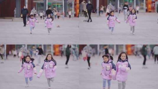 奔跑的可爱小女孩高清在线视频素材下载
