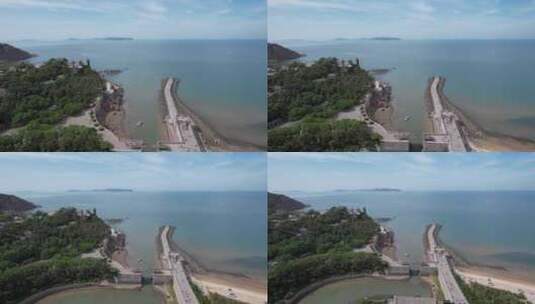 山东蓬莱城市海边风光航拍高清在线视频素材下载