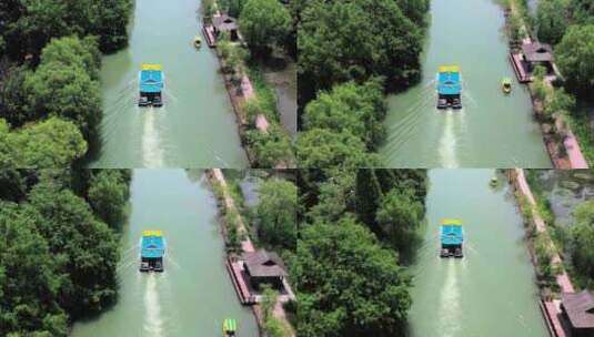 4K航拍4A级景区扬州古运河扬州段高清在线视频素材下载