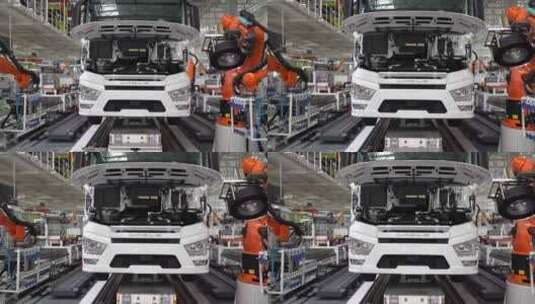 汽车卡车智能化生产线机器人手臂高清在线视频素材下载