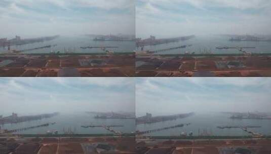 山东日照港口码头航拍高清在线视频素材下载