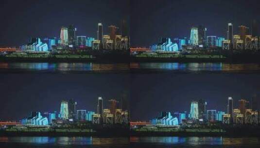 重庆夜景长江轮船大剧院高清在线视频素材下载