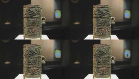 4K拍摄狩猎纹卮战国山西博物院藏品高清在线视频素材下载