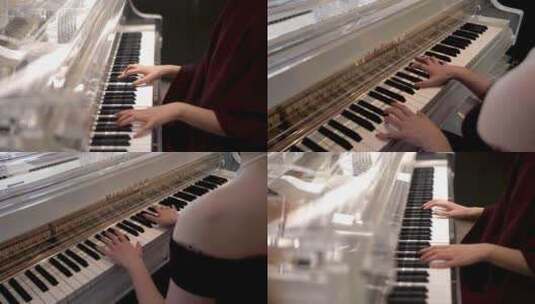 唯美弹钢琴高清在线视频素材下载