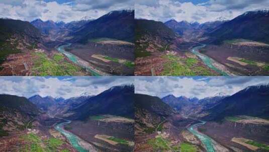 西藏林芝索松村雅鲁藏布江航拍视频高清在线视频素材下载