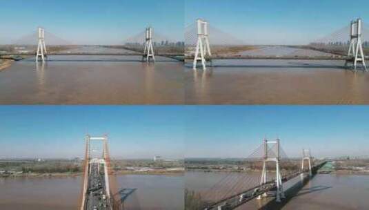 航拍山东济南黄河大桥高清在线视频素材下载