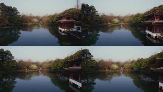 杭州西湖曲院风荷春天梨花高清在线视频素材下载