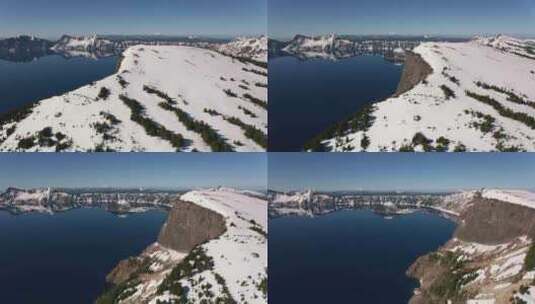 雪，火山口，湖，水高清在线视频素材下载