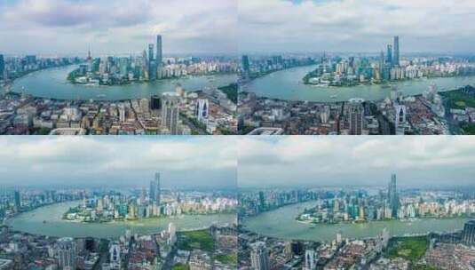 上海外滩陆家嘴建筑群全景俯瞰高清在线视频素材下载