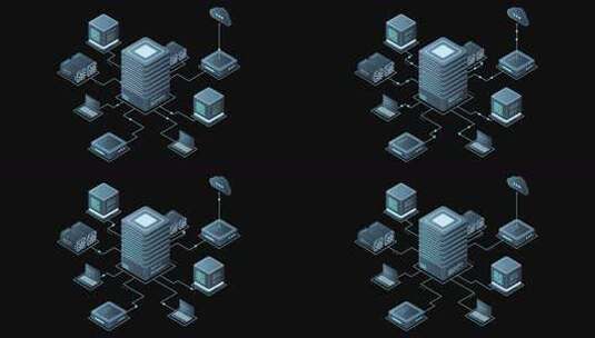 等距计算机技术动画。大数据中心计算。云计高清在线视频素材下载