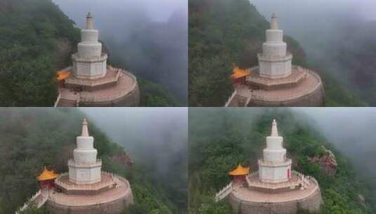 航拍辽宁辽阳龙峰寺高清在线视频素材下载