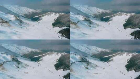 新疆禾木阿尔泰山里的林海雪原高清在线视频素材下载