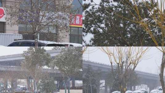 城市航拍雪景高清在线视频素材下载