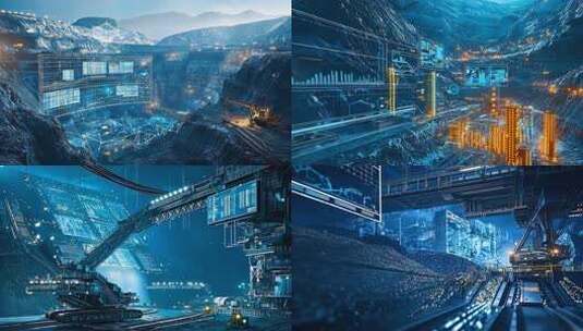 未来矿山科技融合 自然景观工业发展数字模高清在线视频素材下载
