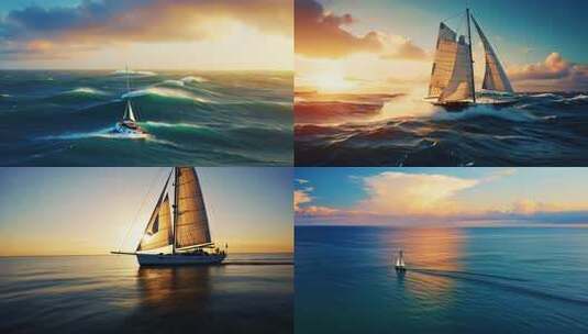 大海日出海浪乘风破浪高清在线视频素材下载