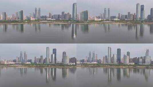 南昌天际线清晨航拍高清在线视频素材下载
