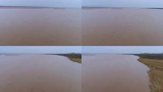 黄河 宽阔 主河道 河面 黄河水 水流 旋涡高清在线视频素材下载
