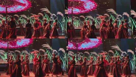 民族服饰女子舞台舞蹈表演高清在线视频素材下载