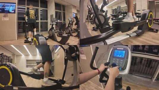 男子健身房骑动感单车锻炼高清在线视频素材下载