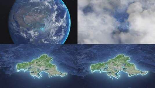 汕尾市-地球俯冲到区位地图高清AE视频素材下载