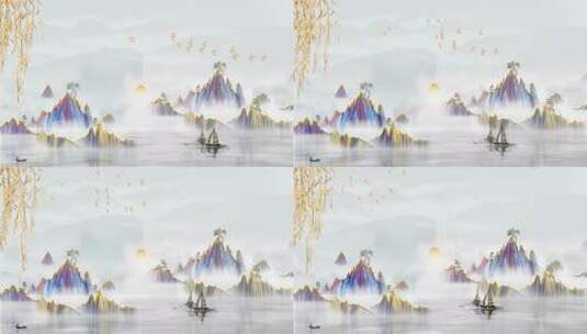 中式水墨山水风景素材高清在线视频素材下载